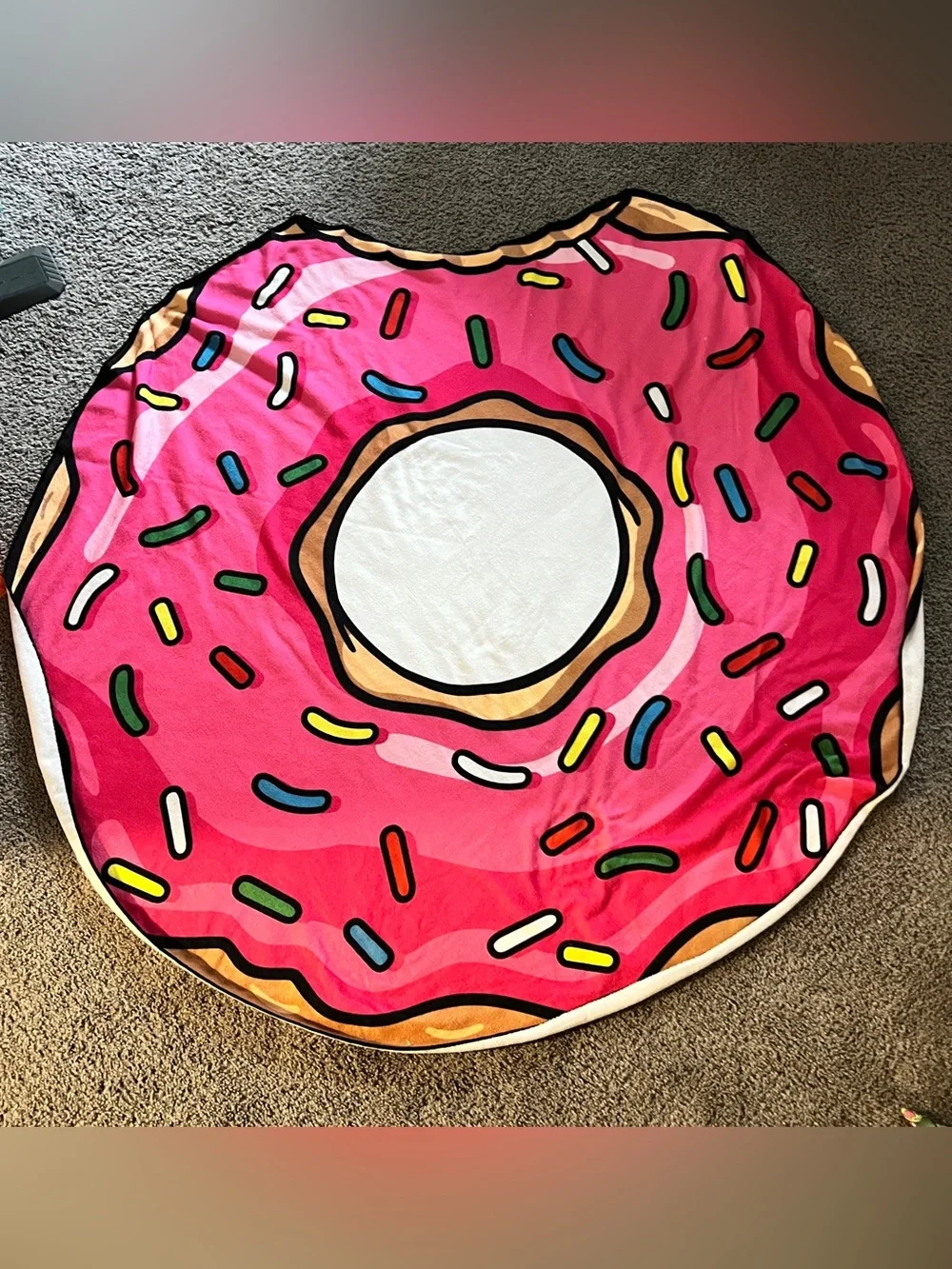 Pink Donut beach towel with Sprinkles NEW